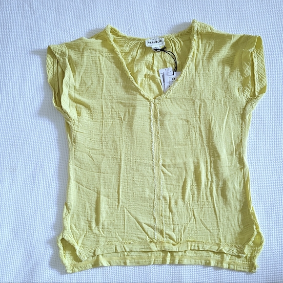 For The Republic Tops - For the Republic Chartreuse V-Neck Top - NWT